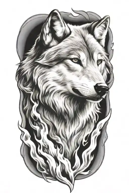 Wolf Fire Flames Left Arm