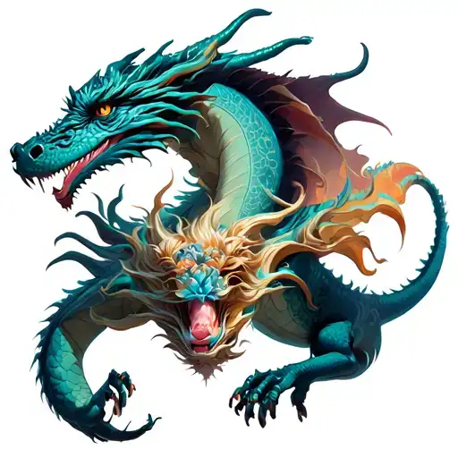 A Dragon With His Girlfriend Surrounded