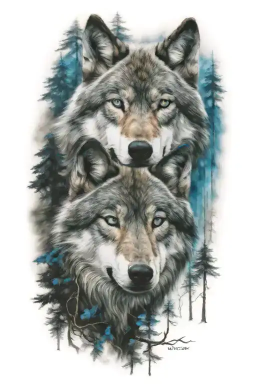 Wolf Blue Eyes Forest Landscape