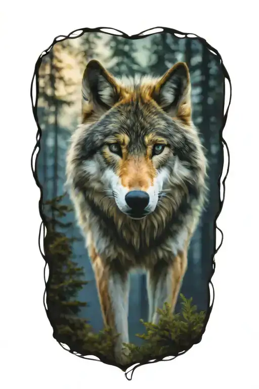 Wolf Blue Eyes Forest Landscape