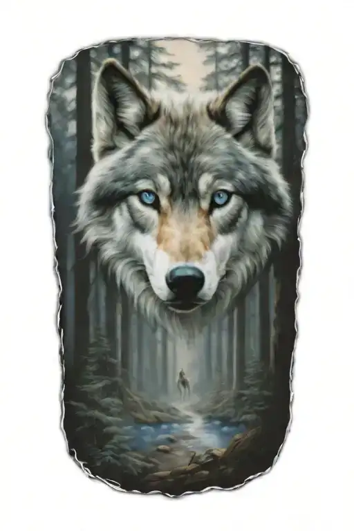 Wolf Blue Eyes Forest Landscape