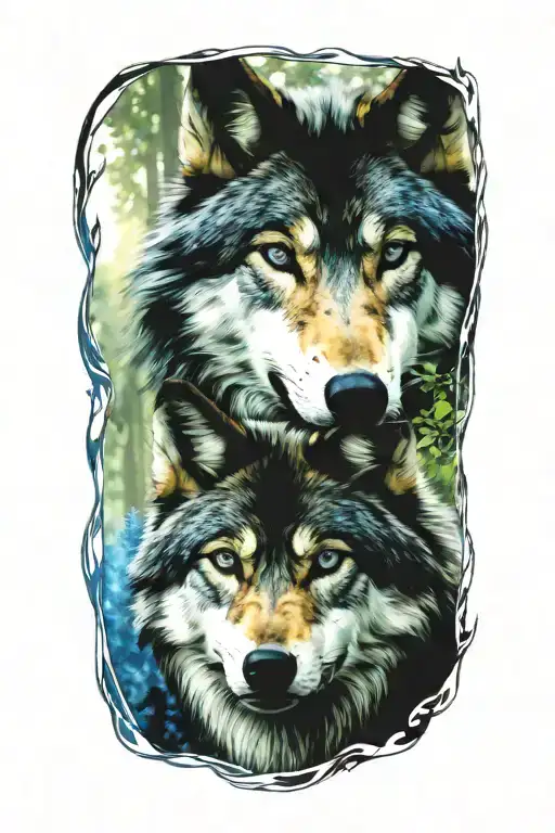 Wolf Blue Eyes Forest Landscape