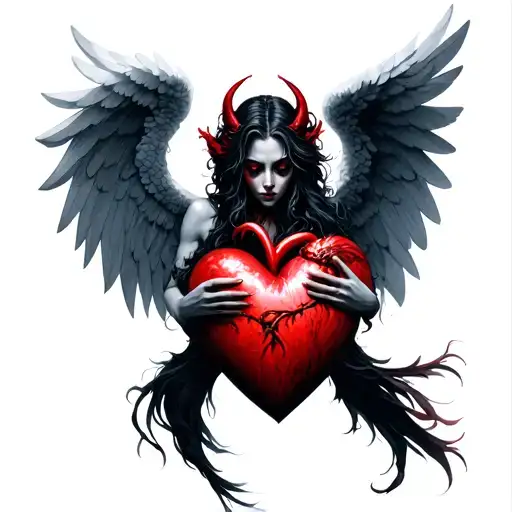 Angel Demon Slay Holding A Heart