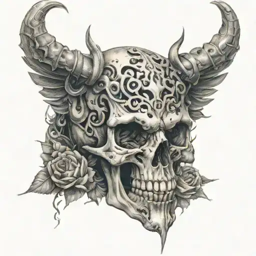 Demon World Skull Surrounded