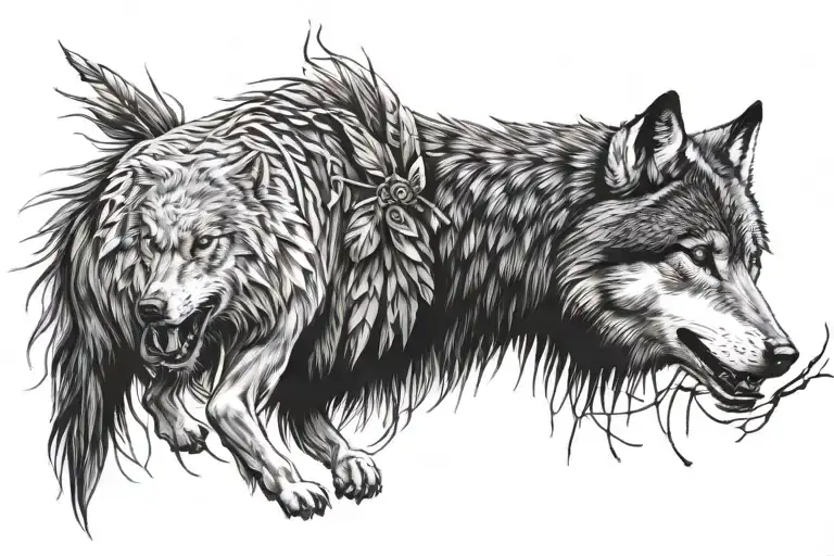 Tribel Rebel Native Wolf Horse Eagle