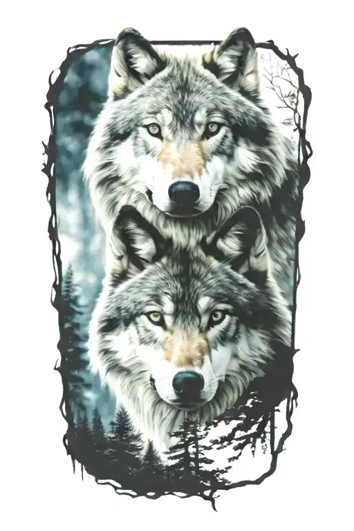 Wolf Blue Eyes Forest Landscape