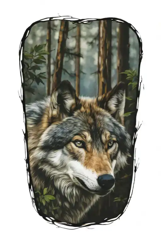 Wolf Blue Eyes Forest Landscape