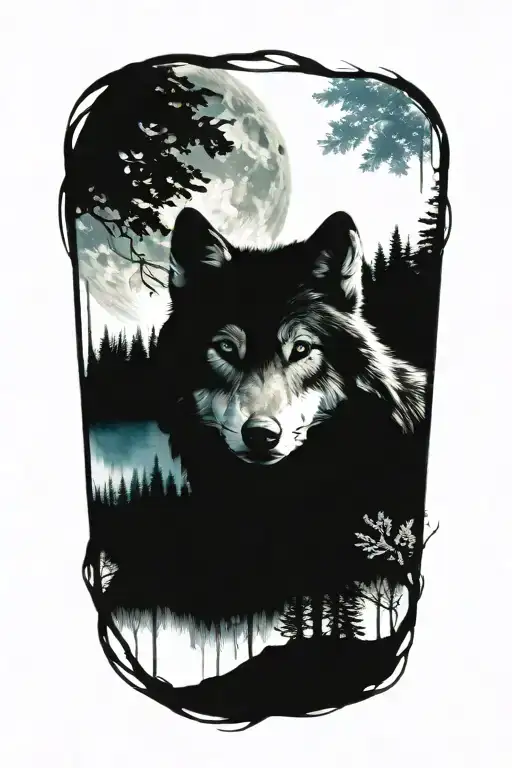 Wolf Blue Eyes Forest Landscape