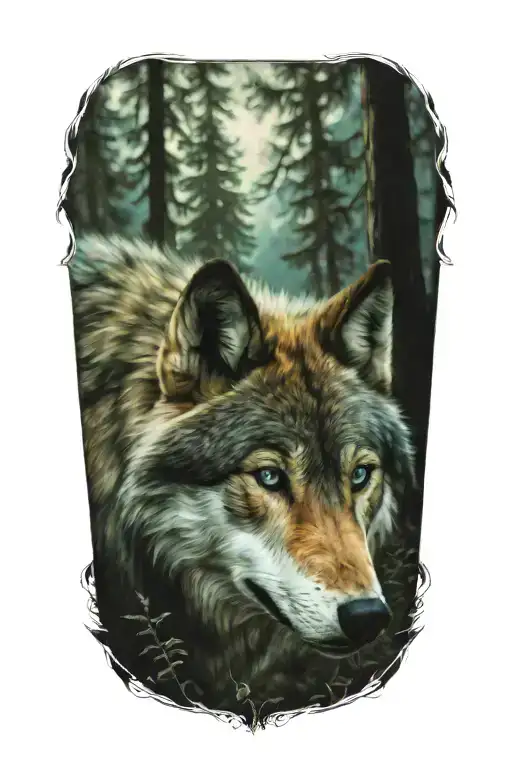 Wolf Blue Eyes Forest Landscape