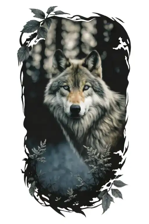 Wolf Blue Eyes Forest Landscape