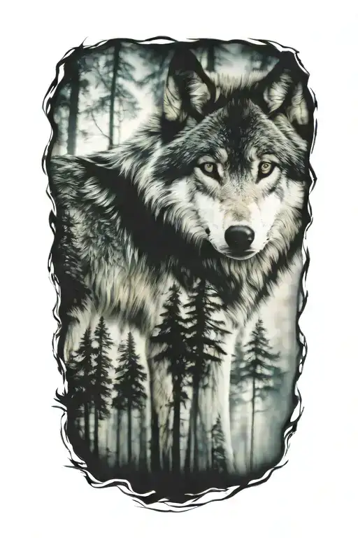 Wolf Blue Eyes Forest Landscape