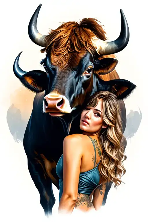 Bull With Woman