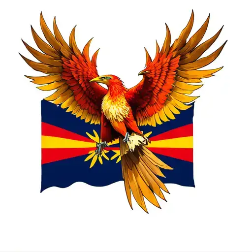 Pheonix Bird And Arizona Flag