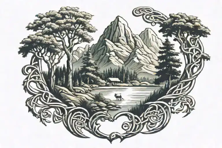 Celtic Viking Mountain With Trees