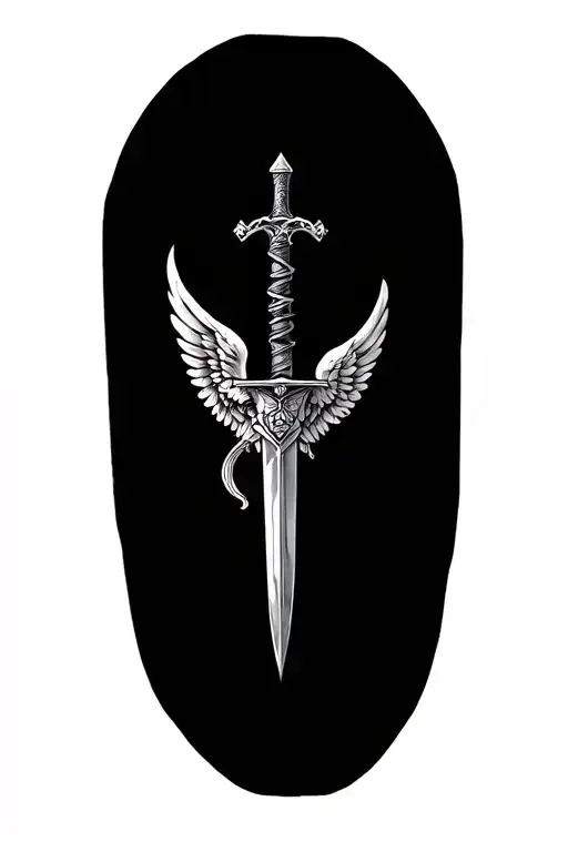 Small Tattoo Of Wings And Sword Wrapped