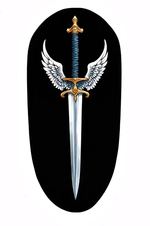 Small Tattoo Of Wings And Sword Wrapped