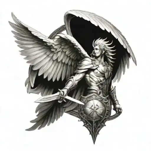 Archangel And Shield And Sword
