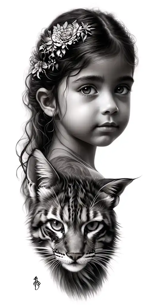 Face Of A Beautiful Young Girl And Animals