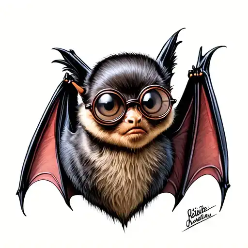 Bat With Round Glasses Perched Atop