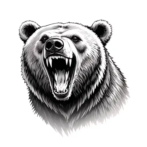 Snarling Bear Head On Back