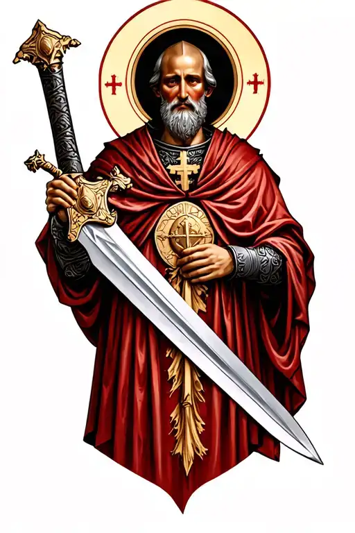 Saint Benedict Medal Knight Holding A Sword