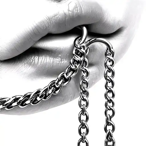 3D Piercing Of Hanging Swagged Chain From 3 Small Rings