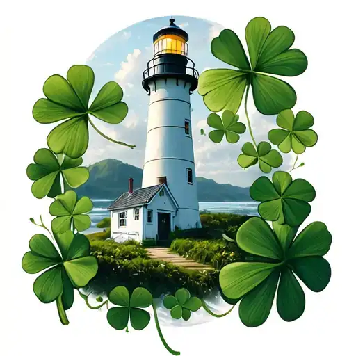 Lighthouse Surrounded In Clovers