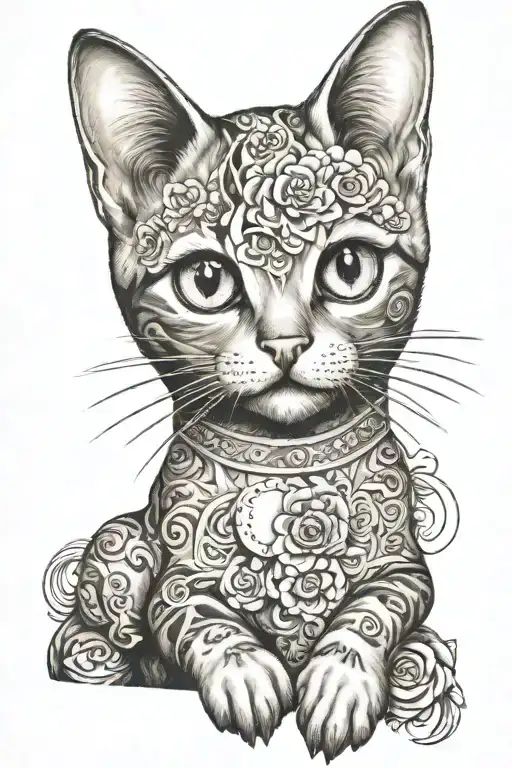 Bratz Style Tattoo Of A Cat