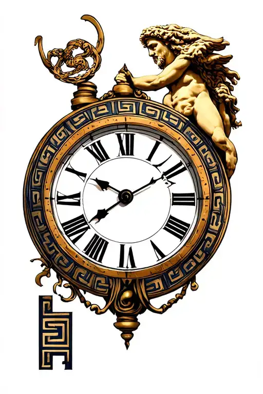 Greek Key In Clock With Zeus Under For Forearm