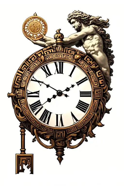 Greek Key In Clock With Zeus Under For Forearm