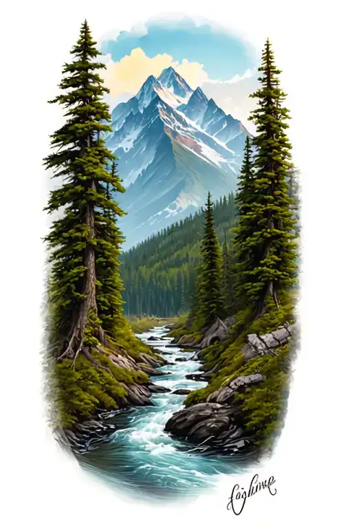 Forrest Mountain And River