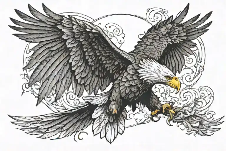 Eagle Symetric Tattoo With Wings Spread Open