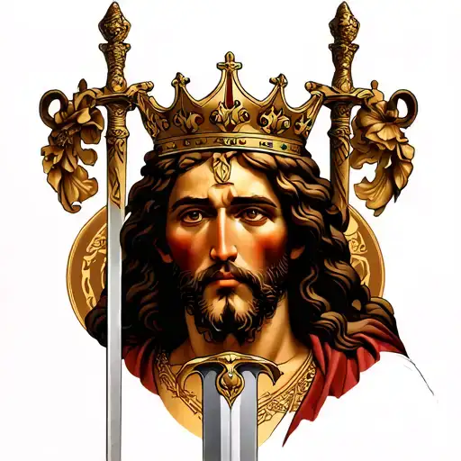 Jesus With A Crown And Sword