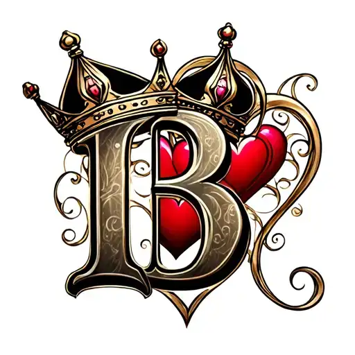 Letter B With Crown And Heart