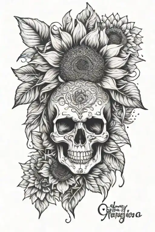 Skull And Sunflower Mendala Thigh