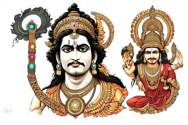 Band Tattoo With Hanuman Ji Gada Chakra Shank