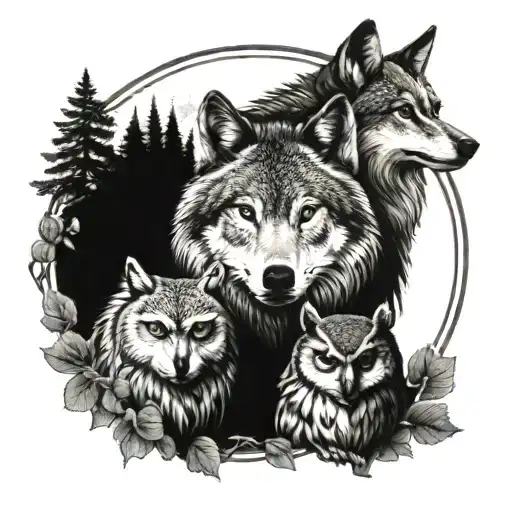 Wolf And Owl Wearing