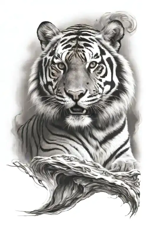 Majestic Tiger Emerging With A Name Written Underneath