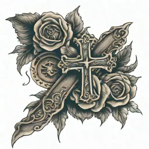 Hope And Faith Tattoo With Cross