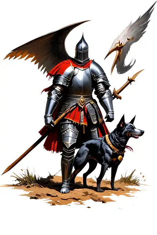 Knight With Dog In Battle Scene