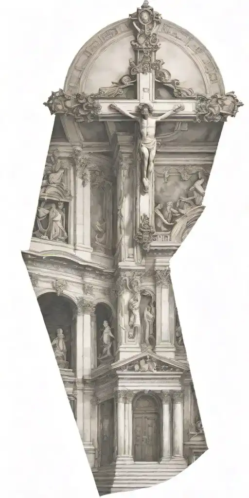 The Inside Of A Catholic Church With An Upside Down Cross