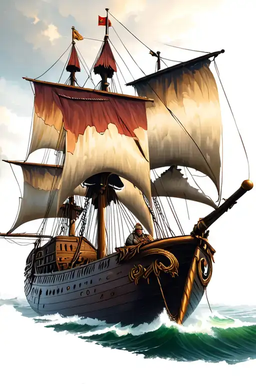 Norse Longship Storming To Village