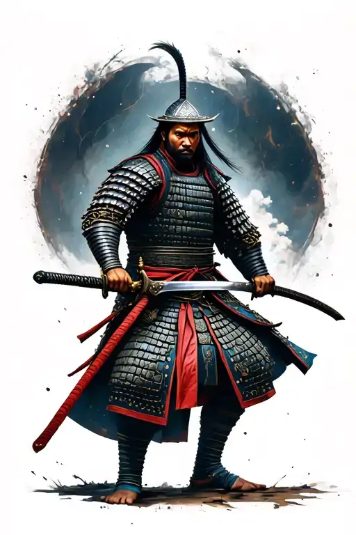 Samurai Warrior Wielding A Sword