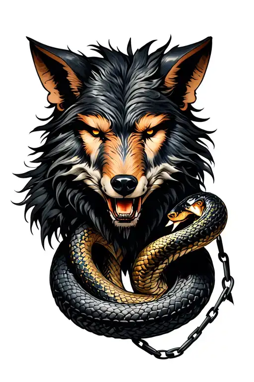 Chains Fenrir Whit Runes And Snake