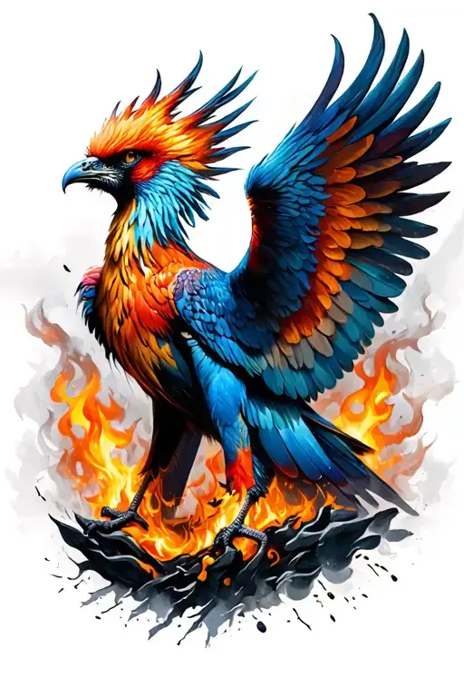 Phoenix Bird Rising From Ashes