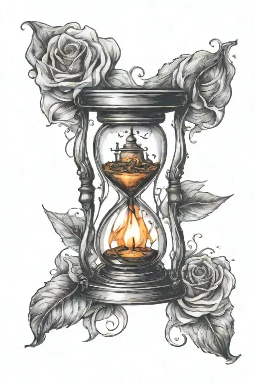 Hourglass With A Burning Candle Inside