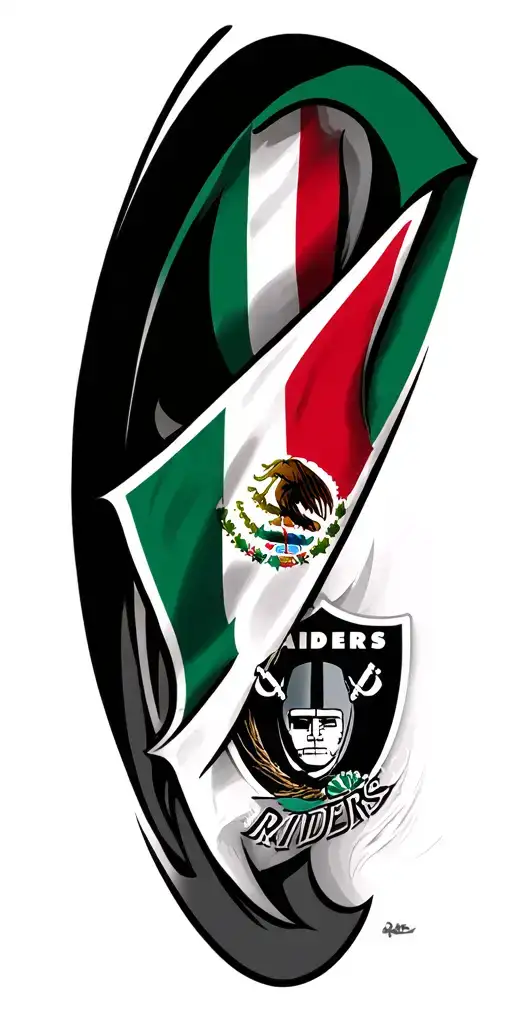 Oakland Raiders And Mexico Flag