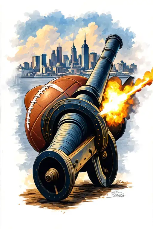 A Civil War Cannon Firing A Football With The Gothenburg Skyline In The Background