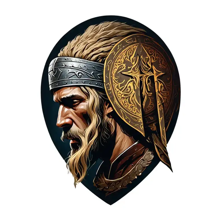 Viking Warrior With A Face Like The Virgin A Little Profile And Viking Symbol