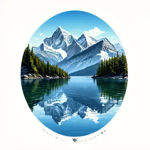 A Serene Mountain Landscape Reflecting In A Crystal-clear Lake